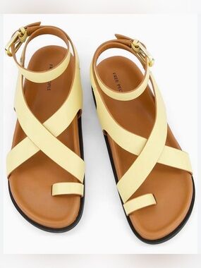 Free People Anya Crisscross Ankle-Strap Sandals in Sun Butter NWOT 7